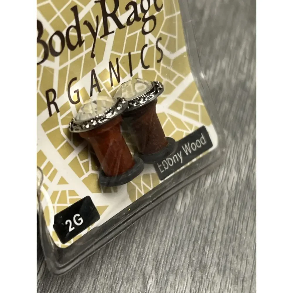 BodyRage Ebony Wood Plug 2G‎ Gemstone Decorative Ear Stretching